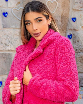 CASACO TEDDY LONGO PINK