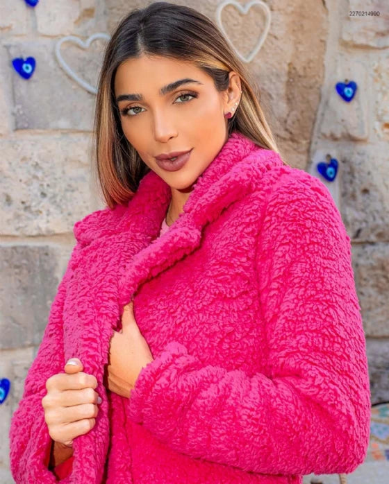 CASACO TEDDY LONGO PINK