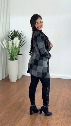 KIMONO XADREZ CINZA