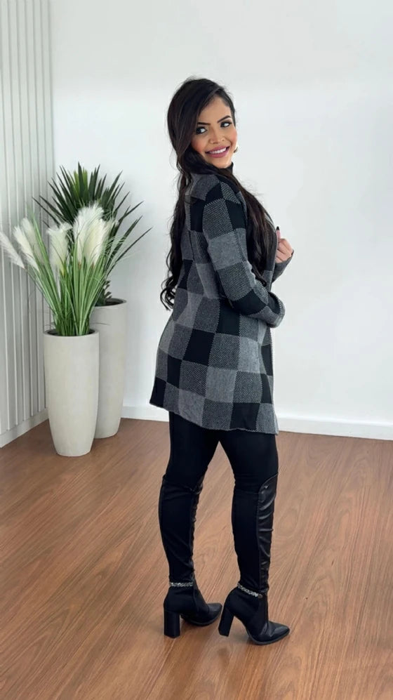 KIMONO XADREZ CINZA