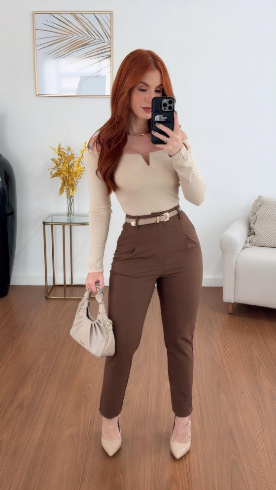 CALÇA NICOLY MARROM