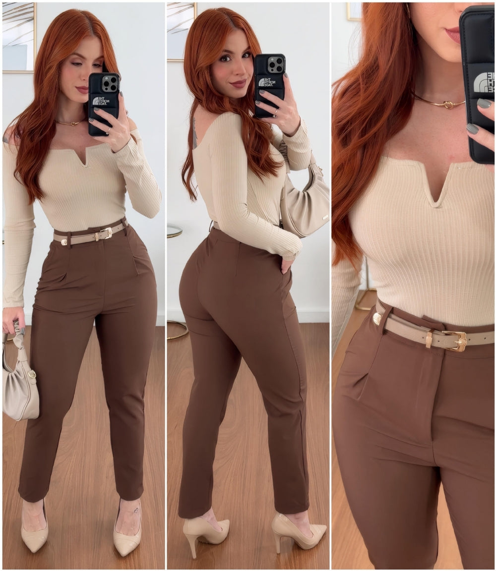 CALÇA NICOLY MARROM