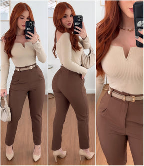 CALÇA NICOLY MARROM