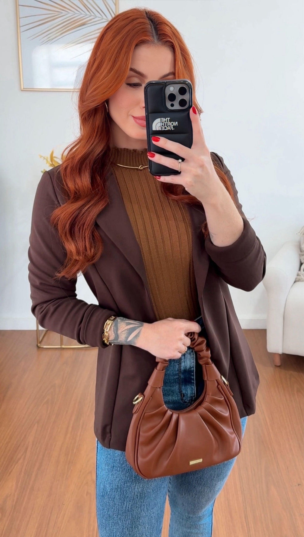 BLAZER ALONGADO MARROM